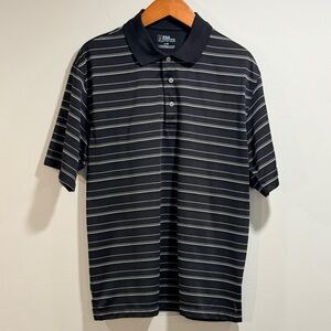 PGA Tour Men’s Polo Shirt in Black with White Stripes Size‎ L
